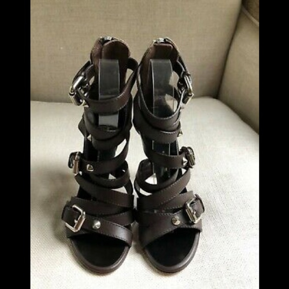 Giuseppe Zanotti Heels Caged Brown Leather Studs - Picture 4 of 7